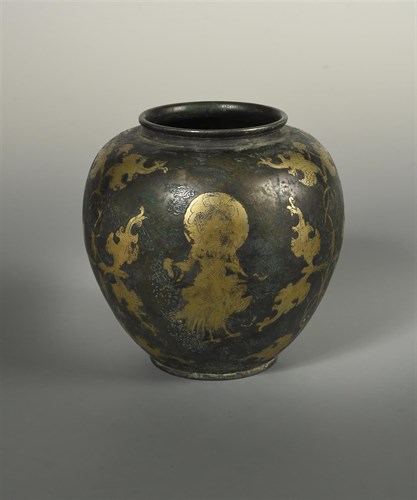 Lot 15 - A gilt silvered jar,  possibly Ming dynasty or earlier