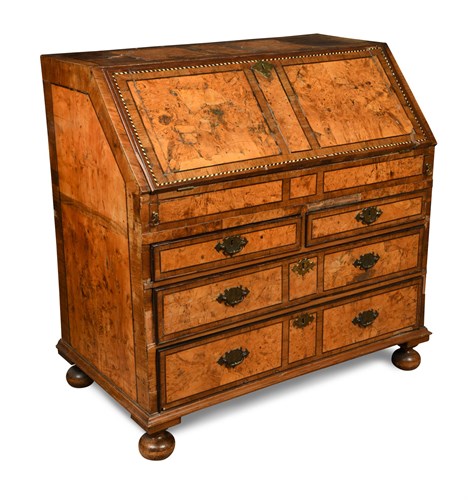 Lot 387 - An early 18th century Austrian walnut bureau,...