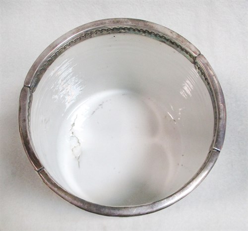 Lot 158 - A Kangxi silver rimmed cylindrical pot