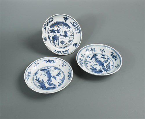 Lot 63 - Three Ming blue and white dishes