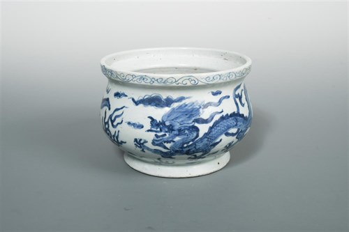 Lot 83 - A Ming censer painted with dragons