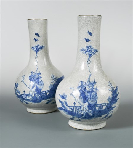 Lot 241 - A pair of 19th century crackleware vases