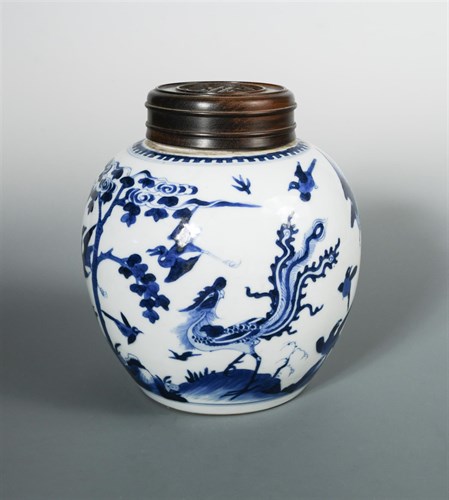 Lot 182 - A Kangxi ovoid jar and wooden cover