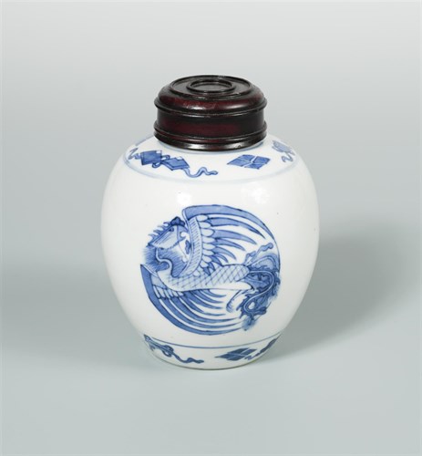 Lot 213 - A Kangxi ovoid jar and wood cover
