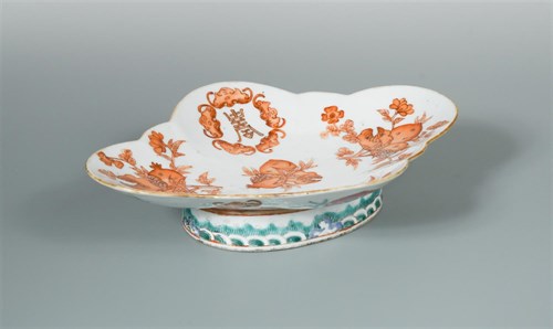 Lot 266 - A 19th century quadrilobed iron red tray