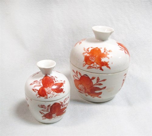 Lot 262 - Two 19th century iron red bowls and covers,...