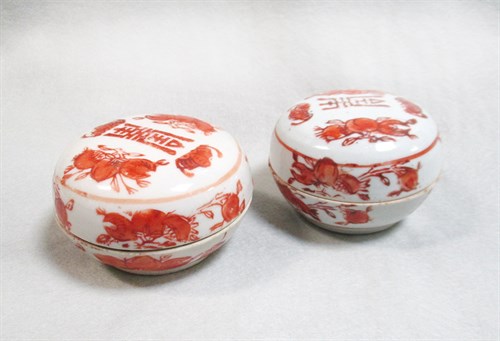 Lot 259 - Two late 19th century iron red stamp ink boxes,...