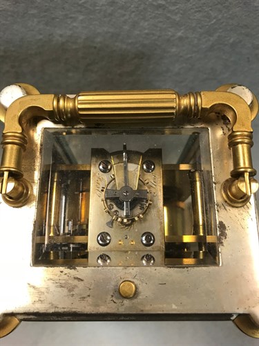 Lot 288 - A 19th century French gilt brass and silver plated repeating carriage clock