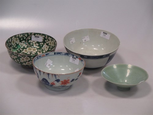 Lot 111 - Four various Chinese porcelain bowls