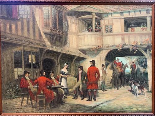 Lot 332 - E Larroque, 20th century, Hunting party...