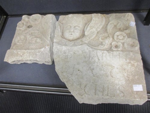 Lot 255 - An 18th Century carved stone (in two pieces)