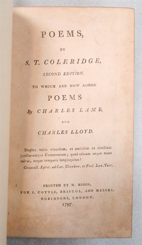 Lot 147 - COLERIDGE (Samuel Taylor) Poems by S. T....