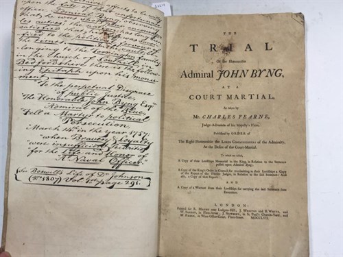 Lot 253 - BYNG (John, 1704-57) The Trial of the...