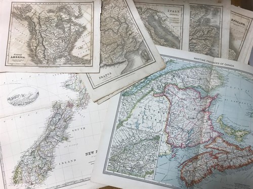 Lot 45 - Circa 100 loose world maps, 19th and 20th...