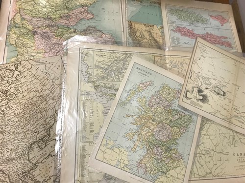 Lot 47 - Circa 150 loose world maps, 19th and 20th...
