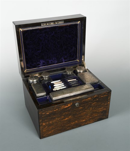 Lot 190 - A Victorian Coromandel wood travelling vanity box