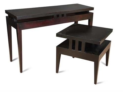 Lot 318 - A Vienna style stained hardwood console table...
