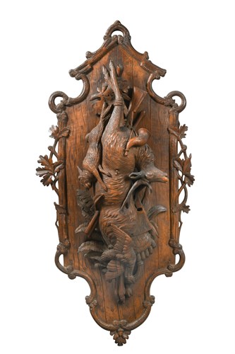 Lot 341 - A large 19th century carved Black Forest wall plaque