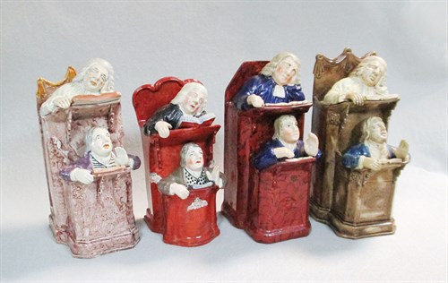 Lot 10 - A Staffordshire Ralph Wood pearlware group 'The Vicar and Moses', circa 1780