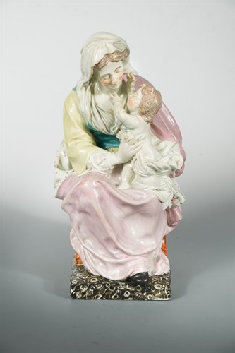 Lot 8 - A large Enoch Wood pearlware figure of the Madonna and Child, circa 1800