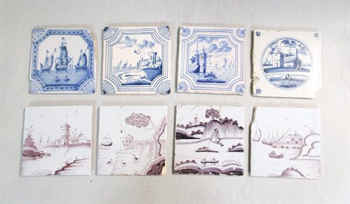Lot 2 - A set of four 18th century Liverpool Delft tiles