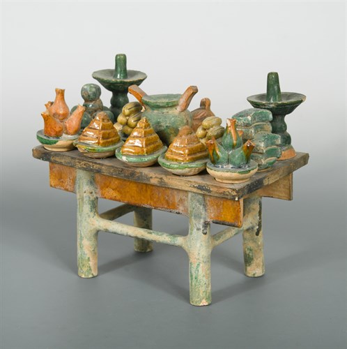 Lot 120 - A Ming dynasty sancai glazed offering table