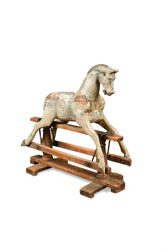 Lot 647 - to be returned. A late Victorian painted rocking horse