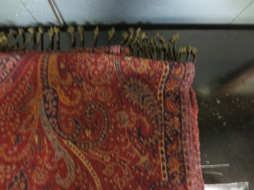 Lot 136 - A large burgundy Jamawar shawl