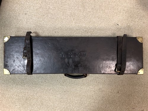 Lot 342 - A Charles Lancaster brass bound leather motoring case
