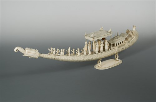 Lot 181 - An Indian ivory carved model of a ceremonial boat, late 19th century
