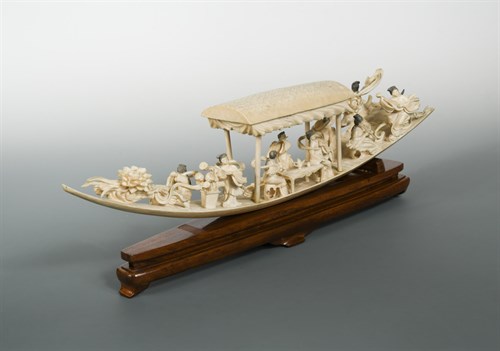 Lot 175 - A Cantonese ivory boat with female passengers, Republic period