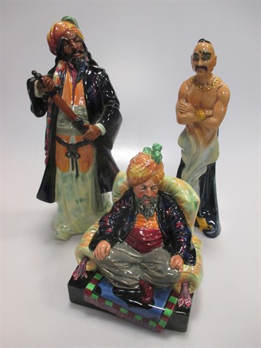 Lot 5 - Five Royal Doulton figures; Abullah, Cobbler,...