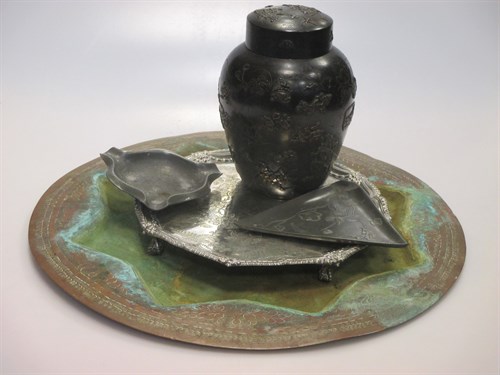 Lot 62 - A Japanese bronze pot pourri jar and cover...