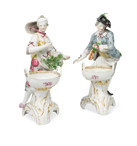Lot 18 - A pair of Berlin figural table salts
