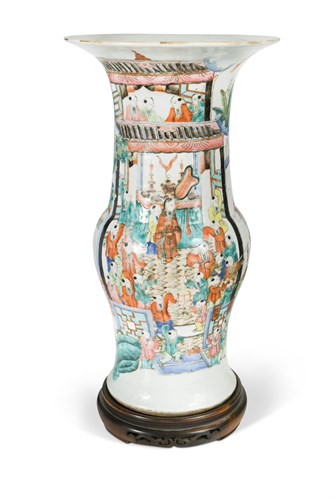 Lot 75 - A Chinese famille rose 'Happy Boys' baluster vase, late Qing Dynasty/early Republic