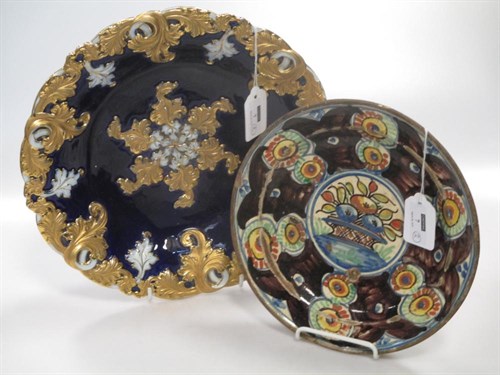 Lot 7 - A 19th century Meissen blue ground and gilt...