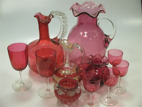 Lot 77 - A small quantity of Cranberry glassware