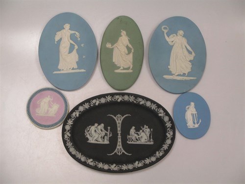 Lot 126 - A pair of 19th century Wedgwood blue...