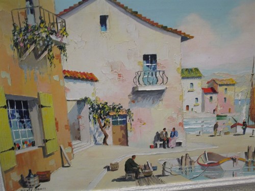 Lot 355 - C. R. D'Oyly John, Villefranche, oil 42cm/57cm