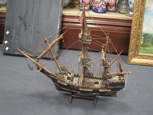 Lot 211 - A scratch built model of a Galleon