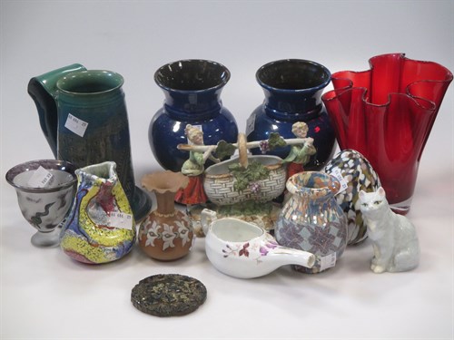 Lot 139 - A pair of Bramham vases, a Royal Worcester...