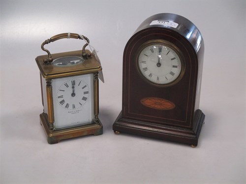 Lot 131 - A French gilt brass carriage timepiece...