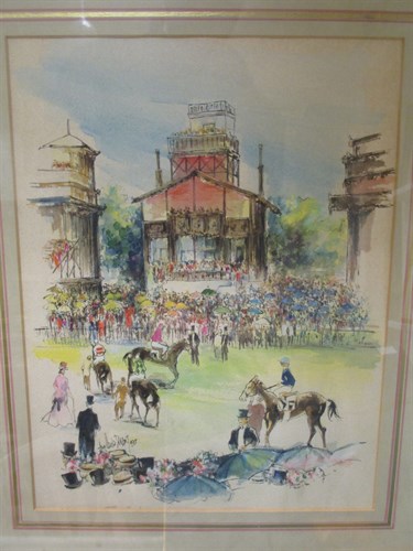 Lot 370 - French school, Race-course grandstand scene,...