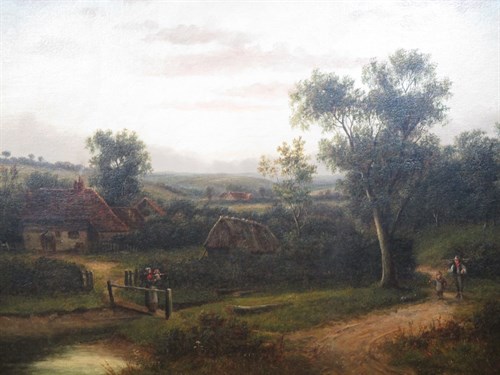 Lot 321 - Gabriel Thompson, figures in a rural landscape...