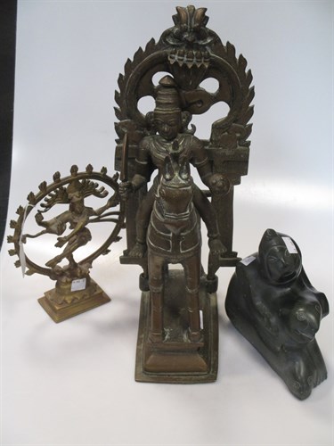 Lot 184 - A metalwork figure of a deity on horseback,...