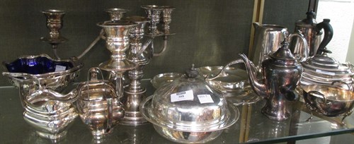 Lot 308 - A pair of three branch silver plated...