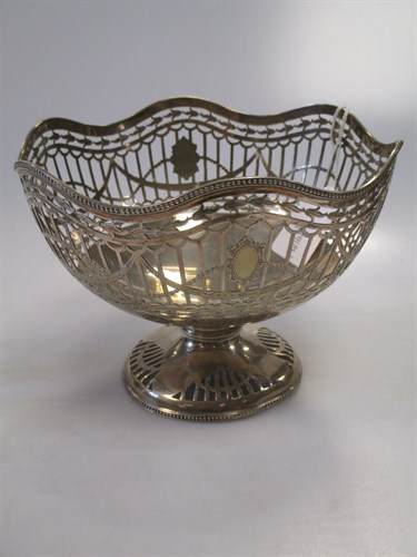 Lot 301 - A silver pedestal bowl, bright cut decoration...