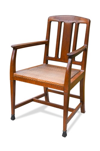 Lot 249 - An early 20th century walnut elbow chair, possibly Austrian