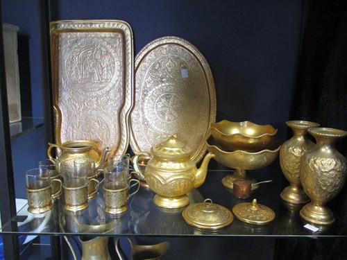 Lot 170 - A 20th century Iranian gold plated samovar set...