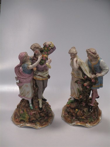 Lot 192 - A pair of Dresden figure groups (2)